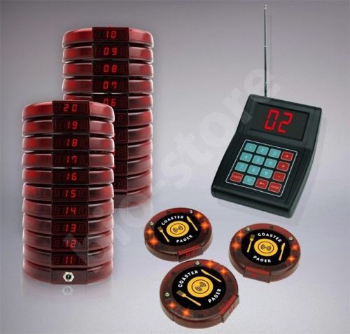20 Digital Restaurant Coaster Pager / Guest Wireless Paging Queuing System POS