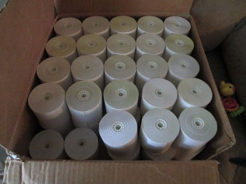 3&#034; x 95&#039; 2 PLY WHITE/CANARY SYSCO CASH REGISTER PRINTER POS 48 PAPER ROLLS 50