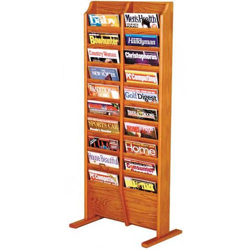 Wooden mallet mr20-fs medium oak 20 pocket free standing display rack for sale