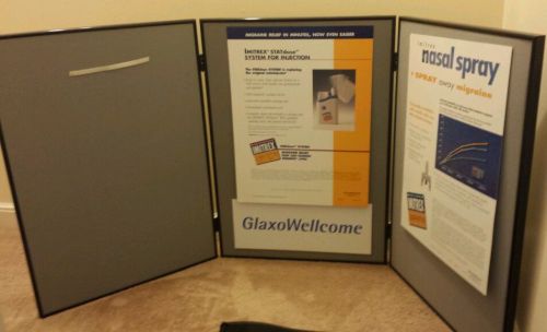 2 counter table top stand alone panel display trade show display used black gray for sale