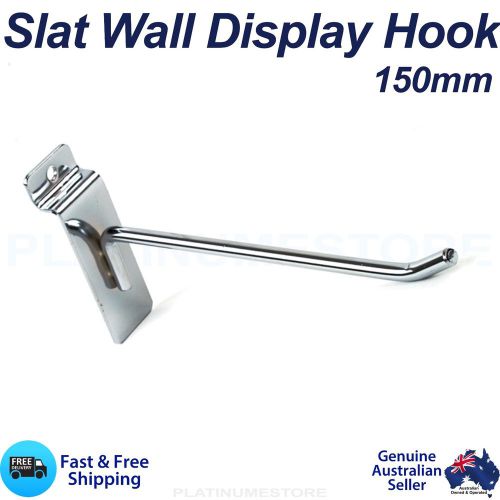 100 x Slat Wall Hooks 150mm Heavy Duty Slatwall Display Board Metal Hook 15cm