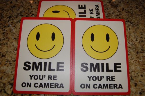 2x &#034;Smile You&#039;re On Camera&#034; Business Sign Store Signs Retail Video Surveillance