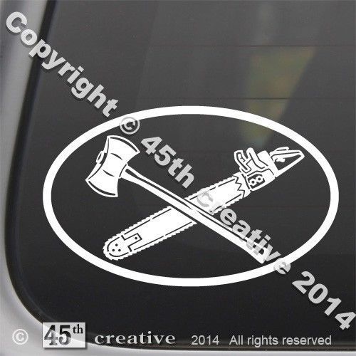 Logger Oval Decal - arborist forestry logging chainsaw tree axe logo sticker