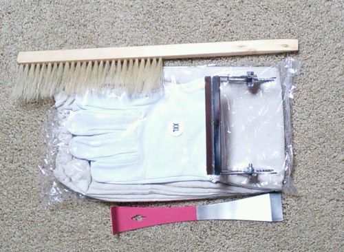 NEW Bee Gloves Goat leather XX large size XXL + hive tool + brush + frame grip