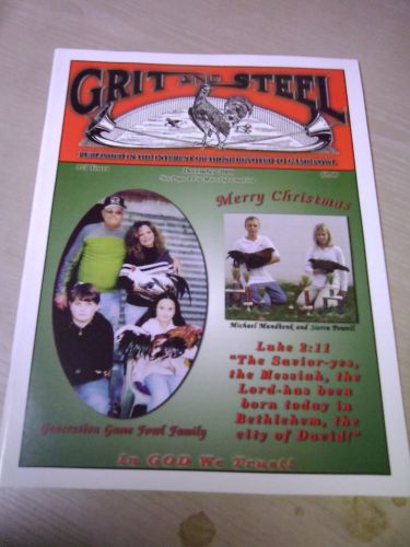 GRIT AND STEEL Gamecock Gamefowl Magazine - Out Of Print - RARE! Dec. 2008