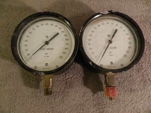Lot of 2 usg 1000psi &amp; 2000psi high pressure test gauges for sale