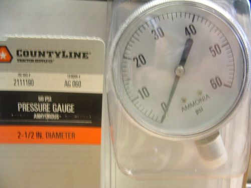 CountyLine ANHYDROUS Ammonia Pressure Gauge 0-60 PSI. 1/4 in Screw on  NEW