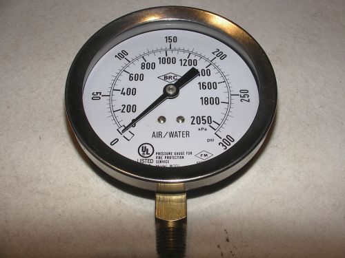Pressure gauge 300 psi, 3 1/2&#034; dial face, ss housing, 1/4&#034;npt. w-101 brc for sale