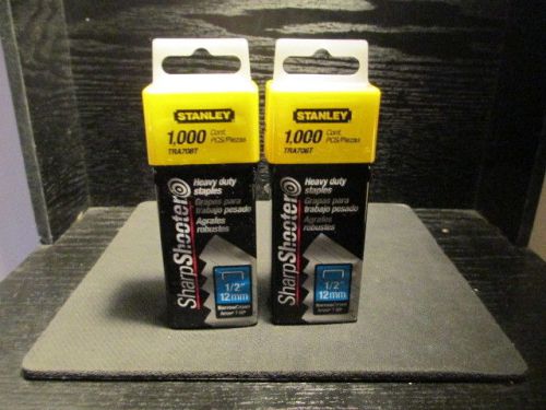 Stanley 1/2&#034; heavy duty narrow crown staples 2- packs of 1,000 each 2000 total for sale