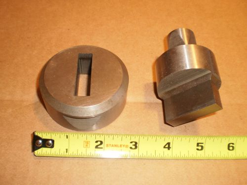 new PUNCH &amp; DIE set  rectangular  1-5/8&#034; x 7/16&#034;  2-3/4&#034; dia die 1&#034; punch shank