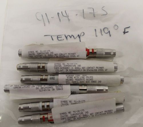 Lot of (6) K-Line 91-14-175: Temperature Indicating Crayon: 119°F Tempilstiks