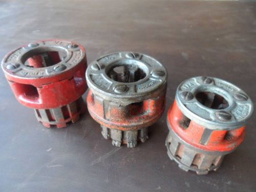Lot of 3 RIDGID Die Heads NPT Complete 1/4&#034;, 1/2&#034; ,3/4&#034; Made in USA 00-R