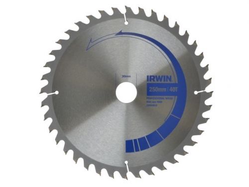 Irwin 250mm x 30 25 20 &amp; 16mm bore x 40T Professional Circular Mitre Saw Blade