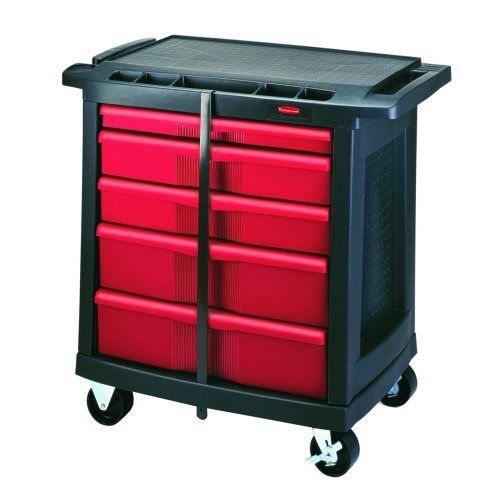 Rubbermaid Five-Drawer Mobile Workcenter, Black Plastic Top (RCP773488)