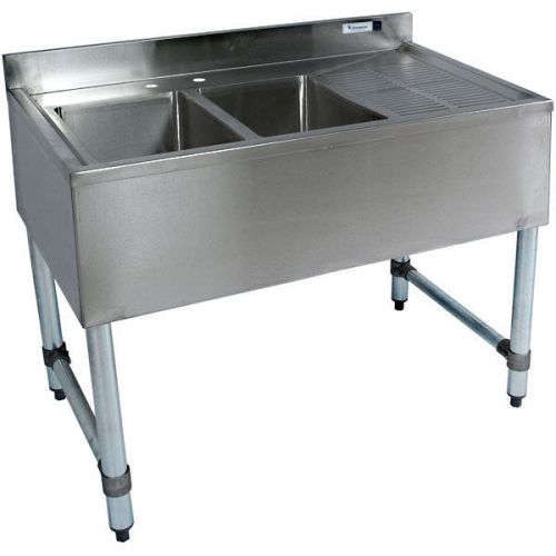 Stainless steel bar sink two bowl right drainboard 36&#034; for sale