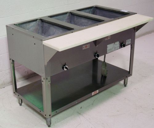 USED SUPREME METAL 345-93-E KITCHEN 3 WELL STEAM BUFFET TABLE