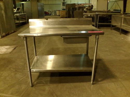 Stainless steel prep table with backsplash, under shelf and under-table drawer for sale