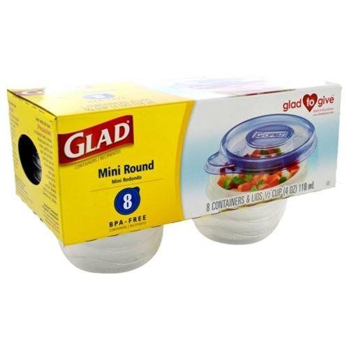 Glad® GladWare Mini Round Food Storage Containers, 4 oz,  8/Pack