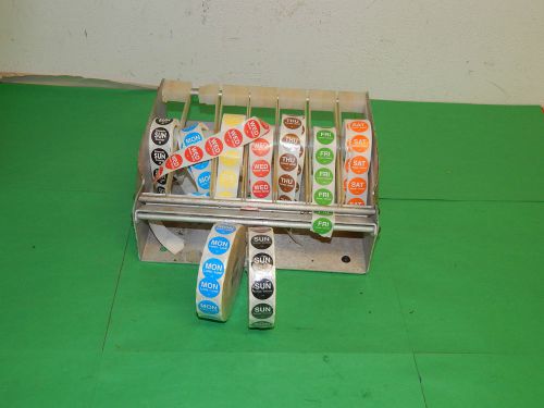 Wall mount label dispenser day of the week labels  7 rows