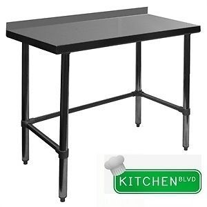 Open base w/ 4&#034; upturn work table all stainless steel 30&#034;x84&#034; for sale