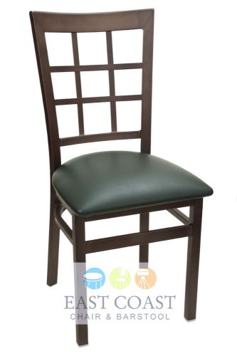 New gladiator rust powder coat window pane metal chair with green vinyl seat for sale