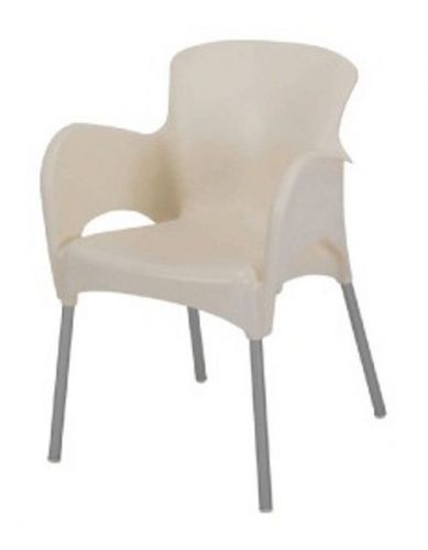 New Lola Commercial Stacking Aluminum / Resin Outdoor Dining Chair - Cream