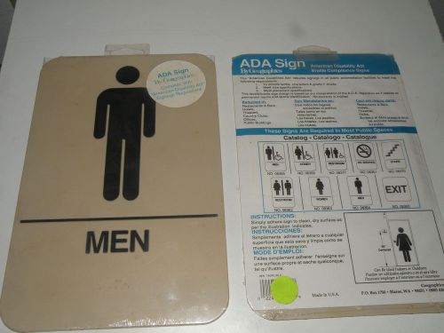 ADA Bathroom MEN  raised pictograms  Braille 9&#034; x 6&#034;  08364 Self-Adhering