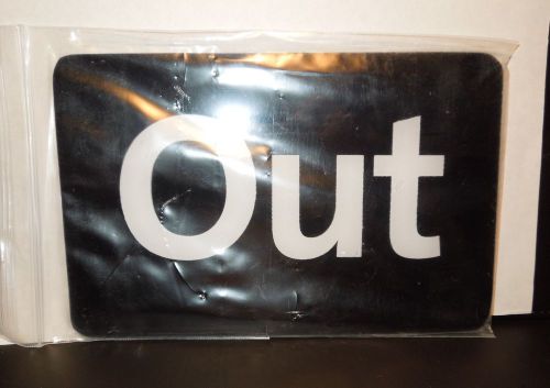 New &#034;OUT&#034; Sign: LG Door Access Direction Retail Restaurant Business:Black Poly