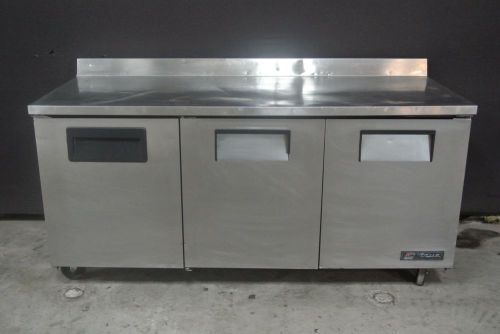 True twt-72 used 3 door worktop refrigerator with backsplash for sale