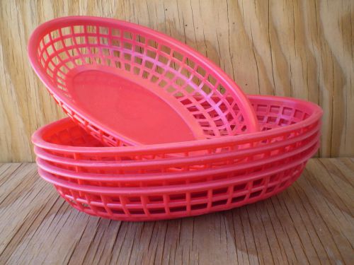 Plastic Fast Food Red Baskets Set Of 5