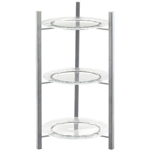 Cal-Mil 1136-10-74 Silver One By One 3-Tiered Plate Display