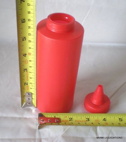 Lot of 35 traex 2912-02 plastic squeeze bottle ketchup 12oz dispenser red for sale