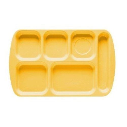 (12) 6 Compartment School and Cafeteria Lunch Tray. (10&#034; x 15.5&#034;) Bright Yellow