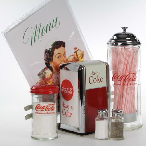 Have a Coke Diner Tabletop Set 8 pc. with Coca-Cola Dispensers, Straws, Napkins
