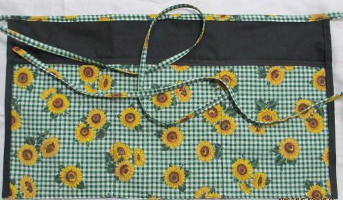 Server apron, sunflowers green checkers for sale