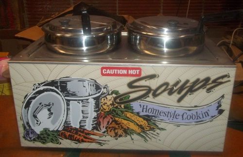 Dual-Well Counter top Food Warmer, Commercial Soup Chili &amp;  Condiment Server