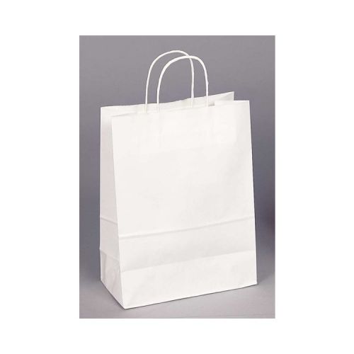25 WHITE COLORED PAPER BAGS PAPER HANDLED RETAIL SHOPPING GIFT BAGS 10x5x13