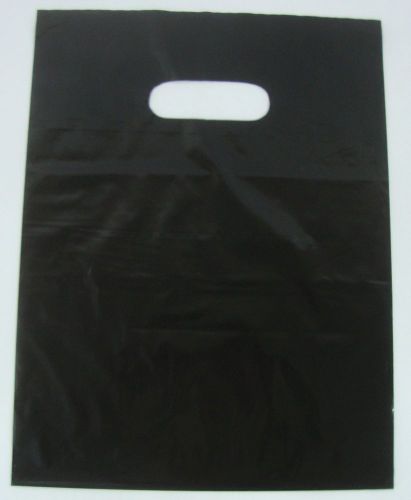 100 Qty. 12&#034; x 3&#034; x 18&#034; BLack High-Density Plastic Merchandise Bag w /  Handle
