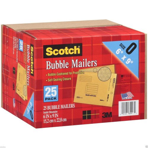 3M Scotch Bubble Mailers 6 x 9, Size 0 (pack of 25)