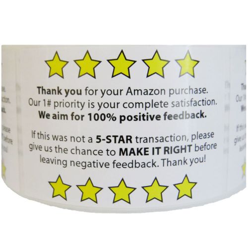 Evelots 1 Roll Of Amazon Feedback/Thank you For Your Purchase 250 Labels 2&#034; X 3&#034;