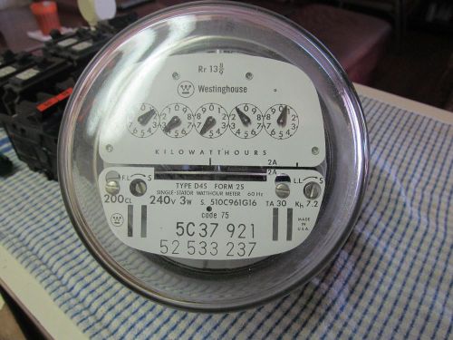 Vintage Westinghouse Watthour Meter Type D4S Form 2S Nice Glass Single Stator