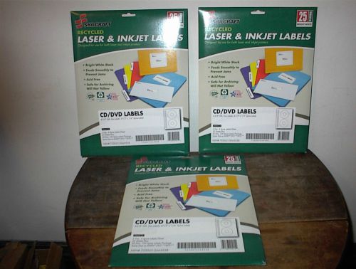 3 PACKS 50 CD/ DVD Laser and Ink Jet Labels - Template 5931, 8931, - 75 Sheets!