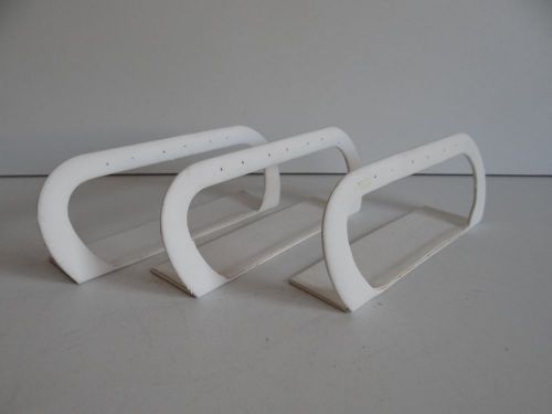 3 White Faux Leather Earring Display Stands - Each Holds 3 Pairs