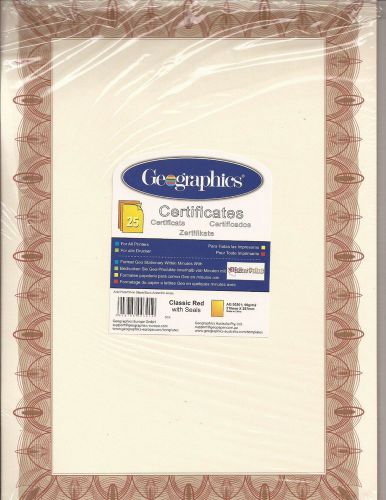 Geographics Certificates Classic Red 25 sheets &amp; 25 gold seals
