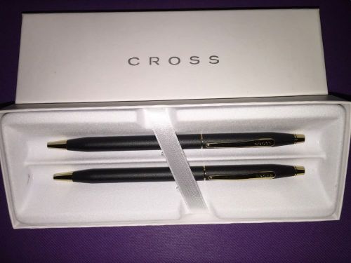 Cross black &amp; 23kt gold pen &amp; pencil set - century classic for sale