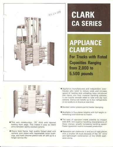 Fork Lift Truck Brochure - Clark - CA series - Appliance Clamps - 1974 (LT103)