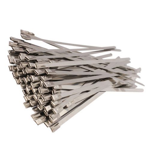 100PCS 8&#039;&#039; Stainless Steel PVC Exhaust Wrap Coated Self Locking Cable Zip Ties