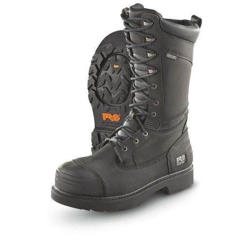 TIMBERLAND PRO Miners Boots, Stl, Mens, 8M, 14In, Blk, PR