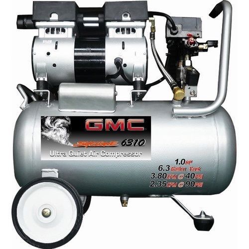 Gmc power equipment 6.3 gallon gmc syclone 6310 ultra quiet and oil-free air com for sale