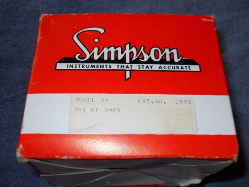 New in box simpson model 39 analog panel meter, 0-1.0 rf radio frequency amps for sale